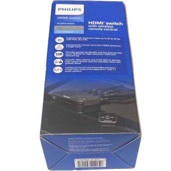 Philips 4‑Port HDMI Switch 4K Ultra HD HDR with Wireless IR Remote Elite - Picture 4 of 7